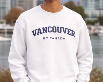 Sudadera de cuello redondo de Vancouver, BC, Canadá / Jersey minimalista / Ropa cómoda para viajar