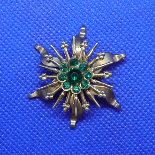 Sunburst gold tone atomic style pin/brooch/pendant