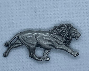 Signed Fable silver tone lion pin