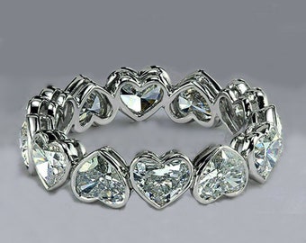 Heart Cut Moissanite Diamond Eternity Band, Bezel Set Eternity Wedding Band, Valentine's Gift For Her, Engagement Anniversary Gift Band