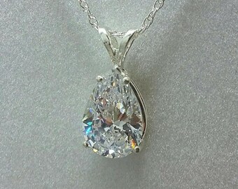 Solitaire Teardrop Necklace, Pear Cut Moissanite Diamond Drop Necklace For Women, Gift For Girlfriend, Wedding Anniversary Gift For Wife