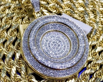3.10TCW Round Cut Moissanite Diamond Men's Pendant, 925 Silver Medallion Pendant, Woman's Or Men's Hip Hop Pendant, Wedding Gift Pendant