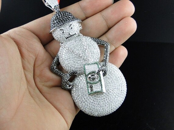 Men s Snowman Pendant Multi Color Round Diamond Character Pendant