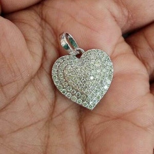 Round Moissanite Diamond Heart Shape Pendant Necklace, 18K White Gold Anniversary Gift Necklace, Necklace For Love, Wedding Gift For Bride