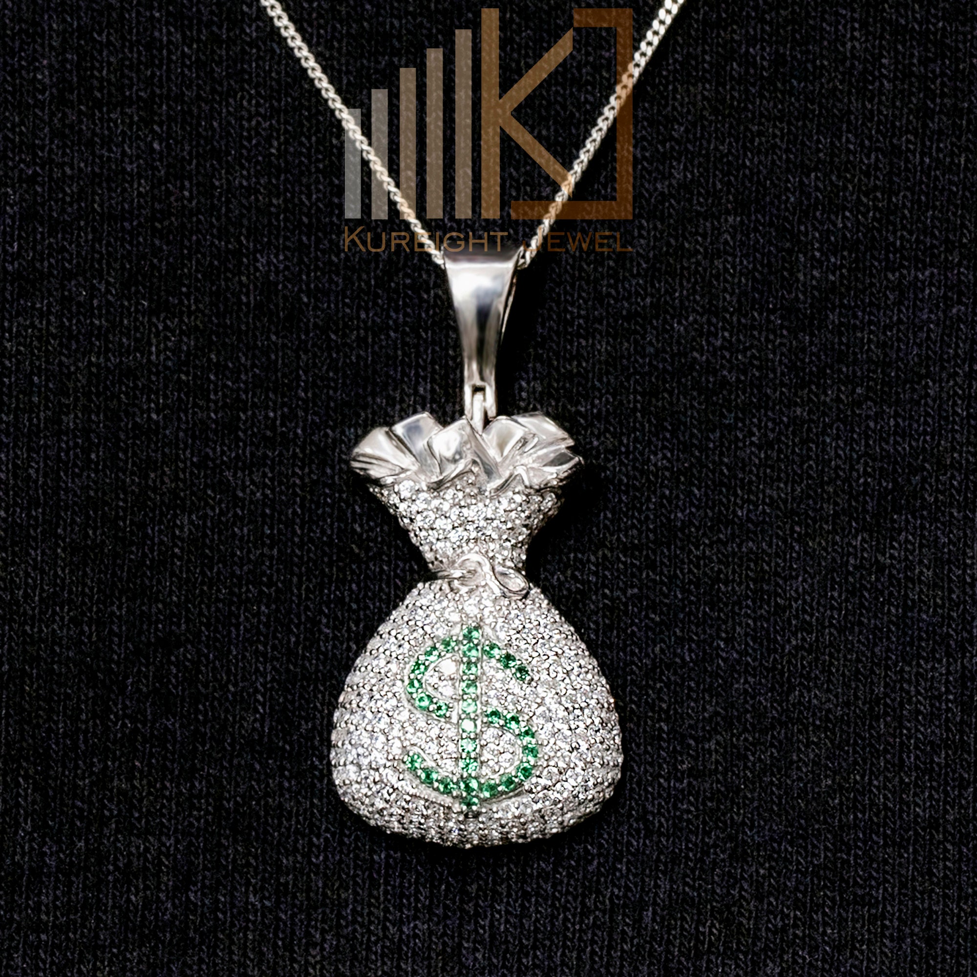 Buy 925 Silver MONEY BAG Pendant, Green and White Round Cut CZ Diamond  Charm Pendant, Dollar Money Bag Unisex Pendant, Handmade Wedding Pendant  Online in India - Etsy