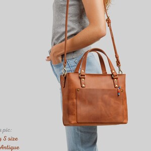 Personalized large tote bag with pocket and zipper, large laptop purse with computer divider, small office bag with charm image 3