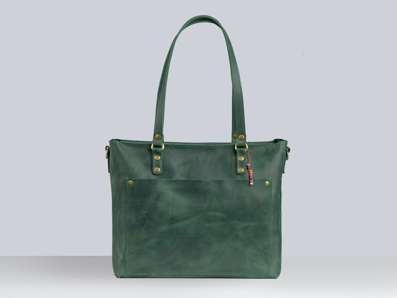 Personalized large tote bag with pocket and zipper