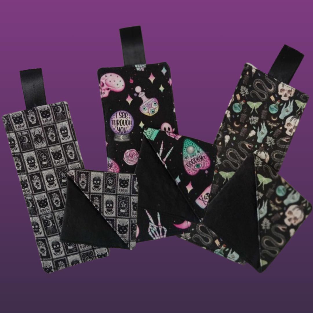 Witchy Bookmarks Set: Handmade Spooky Fabric Book Accessories