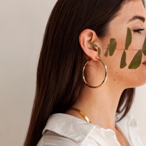 Gold Hoops - Minimalist Earrings - Hoop Earrings - 18k Gold Plated - Geometric Earrings - Everyday Hoops