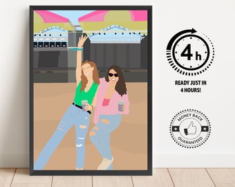 Illustrazione personalizzata ritratto senza volto, stampa ritratto senza volto, illustrazione senza volto, ritratto digitale