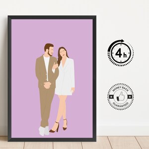 Personalized Custom Couple Portrait, Unique Faceless Illustration
