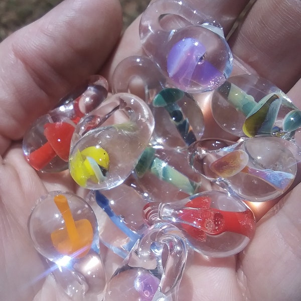 Assorted color handmade glass mushroom pendants