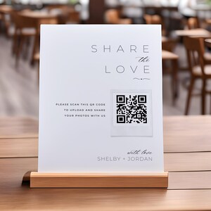 Share The Love Sign, Canva Template, Custom QR Code Sign, Minimalist Photos Sign, Qr Digital Download, Modern Minimalist Wedding Sign