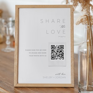 Share The Love Sign, Canva Template, Custom QR Code Sign, Minimalist Photos Sign, Qr Digital Download, Modern Minimalist Wedding Sign