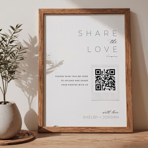Share The Love Sign, Canva Template, Custom QR Code Sign, Minimalist Photos Sign, Qr Digital Download, Modern Minimalist Wedding Sign