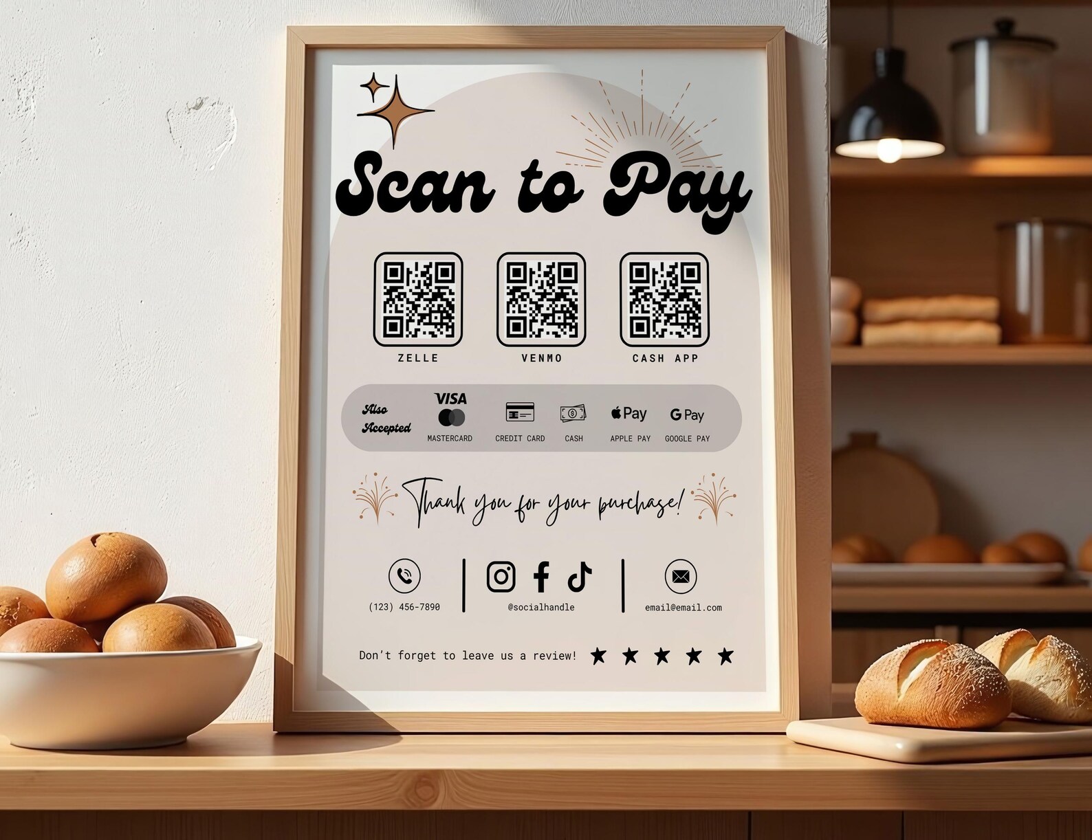 Retro Scan to Pay Sign, Canva Template, Custom QR Code Payment Sign ...