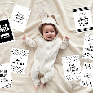 Cartes d’étape pour bébé, cartes d’étape imprimables neutres en matière de genre, étape pour bébé Scandi, étape pour bébé unisexe, cartes d’étape pour bébé cool A6