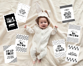 Baby Milestone Cards, Printable Gender Neutral Milestone Cards, Scandi Baby Milestone, Unisex Baby Milestone, A6 Cool Baby Milestone Cards