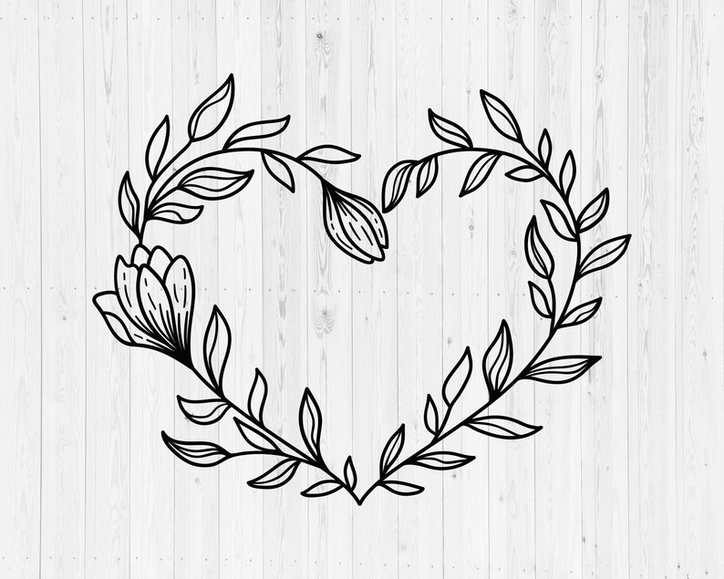 Heart Wreath Svg / Floral Wreath Svg Files for Cricut / Floral | Etsy ...