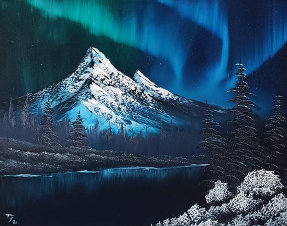 Bob Ross Northern Lights Cross Pattern - Etsy