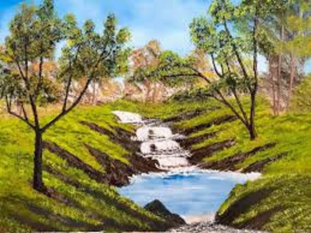 Bubbling Stream Bob Ross Art - Paint By Numbers - Painting By Numbers