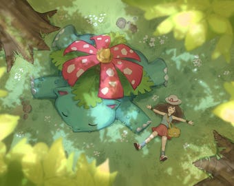 Venasaur and Leaf 11"x17" Print