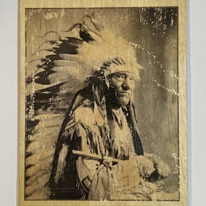 Conjunto de 3 cartões postais de madeira – Retratos de chefes nativos americanos | Arte de compensado de bétula feito à mão | Presente de patrimônio cultural
