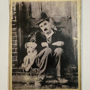 Handgemachter Vintage Charlie Chaplin Holz Postkarten 3er Set Stummfilm Kunst Geschenk