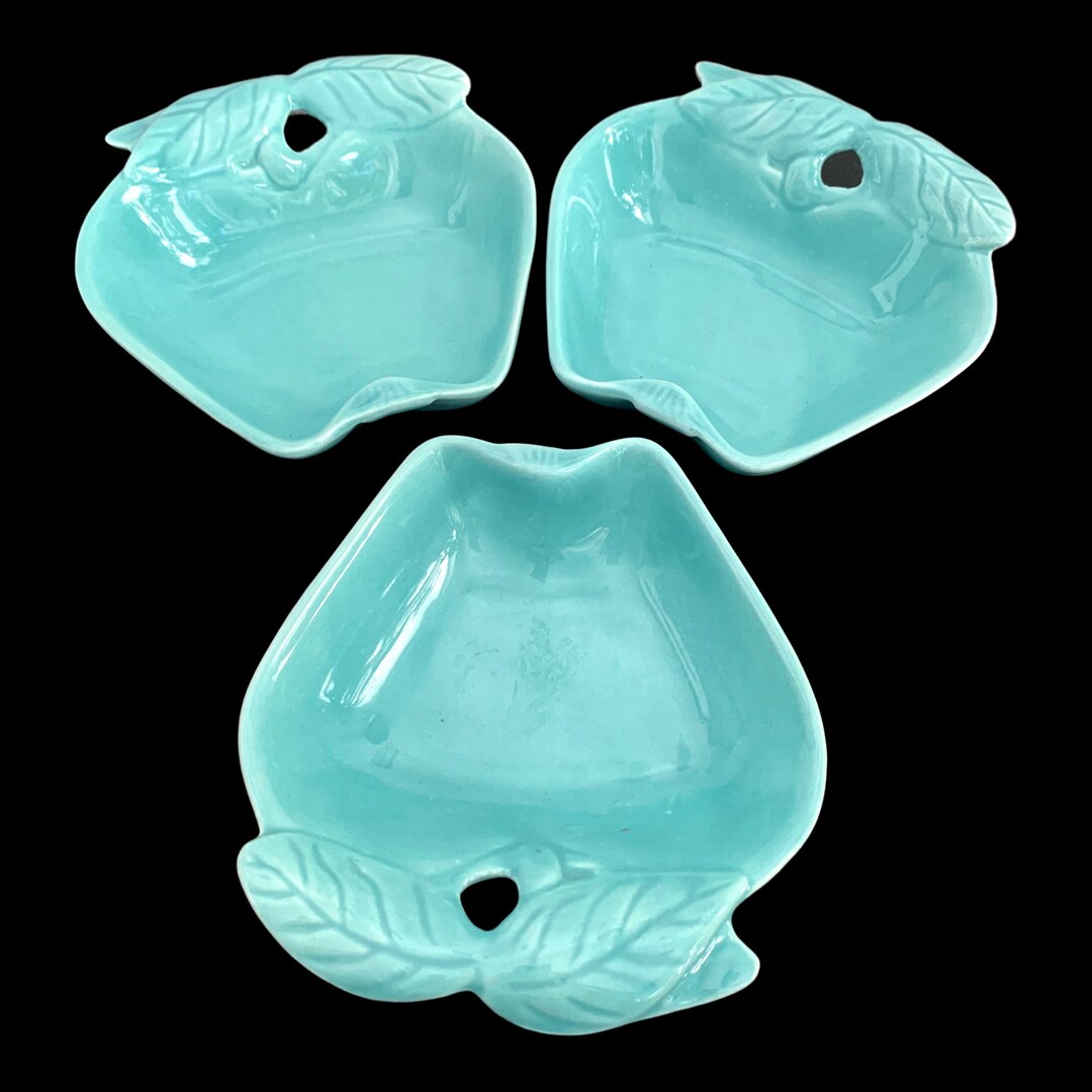 Vintage Apple Dishes by Hoenig of California Glacial Blue Etsy