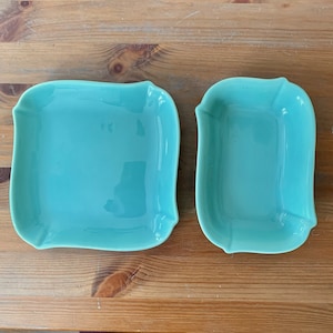 Vintage Franciscan Ware El Patio Glacial Blue Dish Set - MCM California Pottery Hors d’Oeuvre Tray & Nut Dish