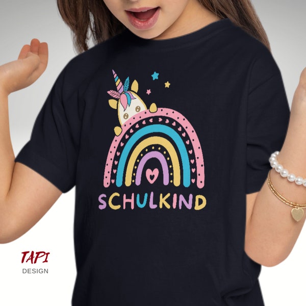 School child t-shirt unicorn+rainbow | School child at last | School enrollment gift | Back to school t-shirt