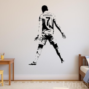 Ronaldo Football Wall Sticker – Vinyl Transfer Decal for Kids’ Bedroom featuring Iconic Players, Sports Wall Art, and Home Room Decoration