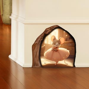 Mouse Hole Wall Decal – Cute Vinyl Sticker for Kids Room, Baseboard or Floor Trim Decor, Playful Animal Accent for Nursery