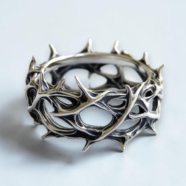 Thorn Band Ring, Gothic Style Jewelry, Silver Color Gift