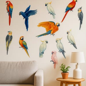Adesivo da parete in tessuto con uccelli su un filo metallico – Design rimovibile con piume per arredo cameretta e casa, cameretta per bambini, sala giochi o soggiorno