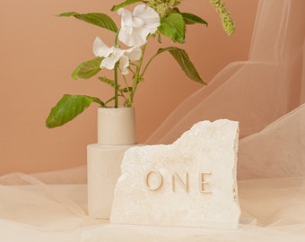 Stone Table Number with Modern Font