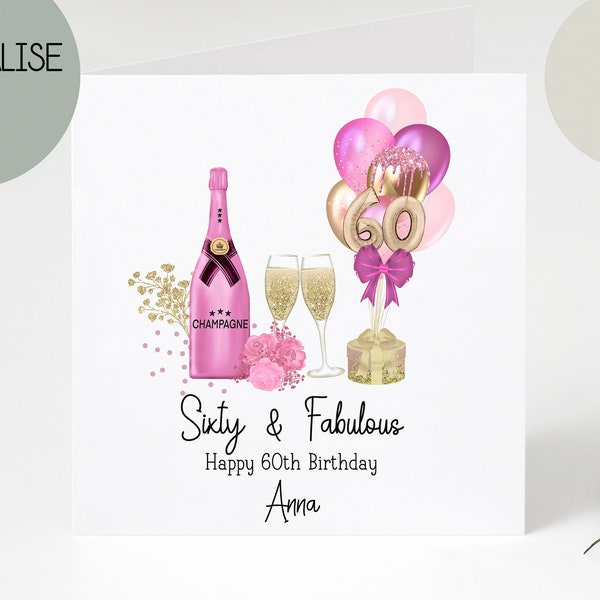 60th birthday card | greetings card | birthday day card for her | personalised card | gift | Sixty | happy birthday | birthday card