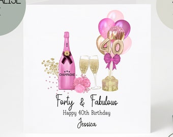 40th birthday card | greetings card | birthday day card for her | personalised card | gift | forty | happy birthday | birthday card