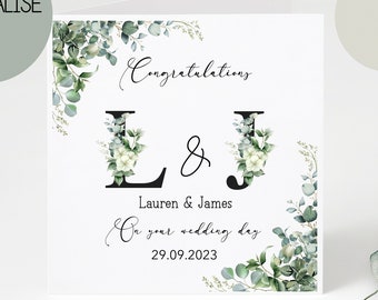 Personalised wedding card | floral Design | simple | classic card | wedding card | wedding gift | Mr & Mrs | wedding | wedding day card