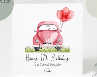 Personalised 17th Learner Driver Birthday Card | 17th Birthday Card for her | Daughter Granddaughter Cousin Niece Girls | 17th birthday Card