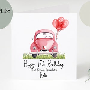 Personalised 17th Learner Driver Birthday Card | 17th Birthday Card for her | Daughter Granddaughter Cousin Niece Girls | 17th birthday Card