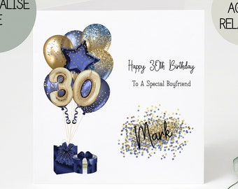 30th birthday card for boyfriend | card | birthday day card for him | personalised card | gift | thirty | happy birthday Boyfriend Card