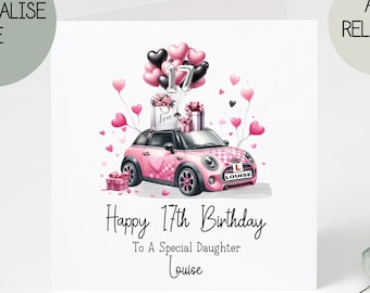 Personalised 17th Learner Driver Birthday Card | 17th Birthday Card for her | Daughter Granddaughter Cousin Niece Girls | 17th birthday Card