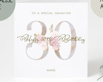 30th birthday card | greetings card | birthday day card for her | personalised card | gift | thirty | happy birthday | birthday card