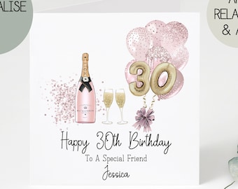 30th birthday card | greetings card | birthday day card for her | personalised card | gift | thirty | happy birthday | birthday card