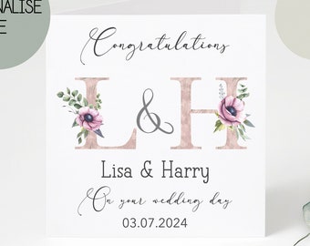 Personalised wedding card | floral Design | simple | classic card | wedding card | wedding gift | Mr & Mrs | wedding | wedding day card
