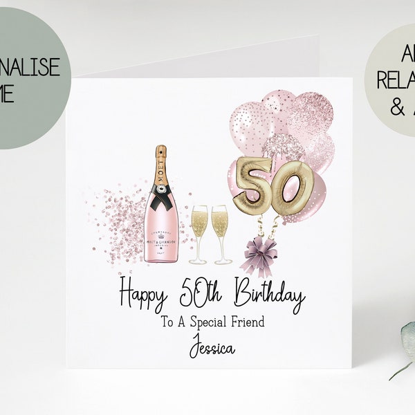 50th birthday card | greetings card | birthday day card for her | personalised card | gift | thirty | happy birthday | birthday card