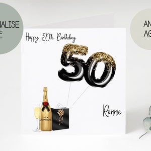 Carte du 50e anniversaire | carte de vœux | carte d'anniversaire pour lui | carte personnalisée | cadeau | cinquante | joyeux anniversaire | carte d'anniversaire