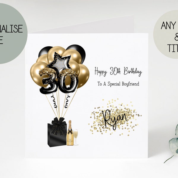 30th birthday card for boyfriend | card | birthday day card for him | personalised card | gift | thirty | happy birthday Boyfriend Card