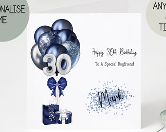 30th birthday card for boyfriend | card | birthday day card for him | personalised card | gift | thirty | happy birthday Boyfriend Card